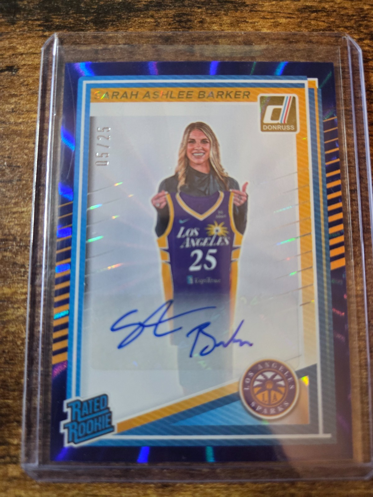 2025 Donruss WNBA Sarah Ashlee Barker Blue Laser Rated Rookie RC Auto 5/25 #100