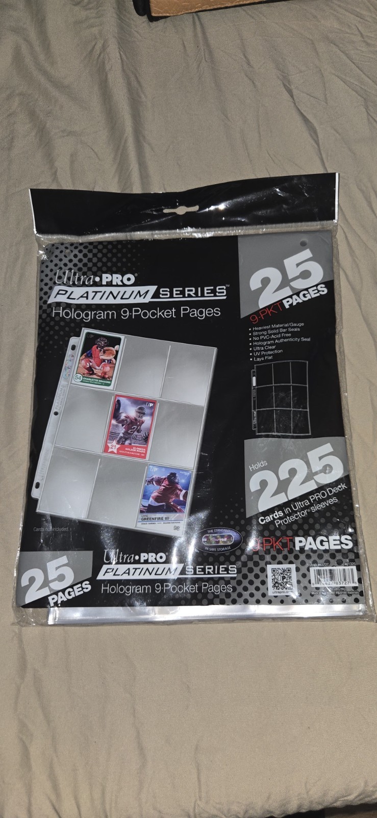 Ultra Pro Platinum Series Hologram 9 Pocket Pages, 25 Pages, 225 Card-NEW