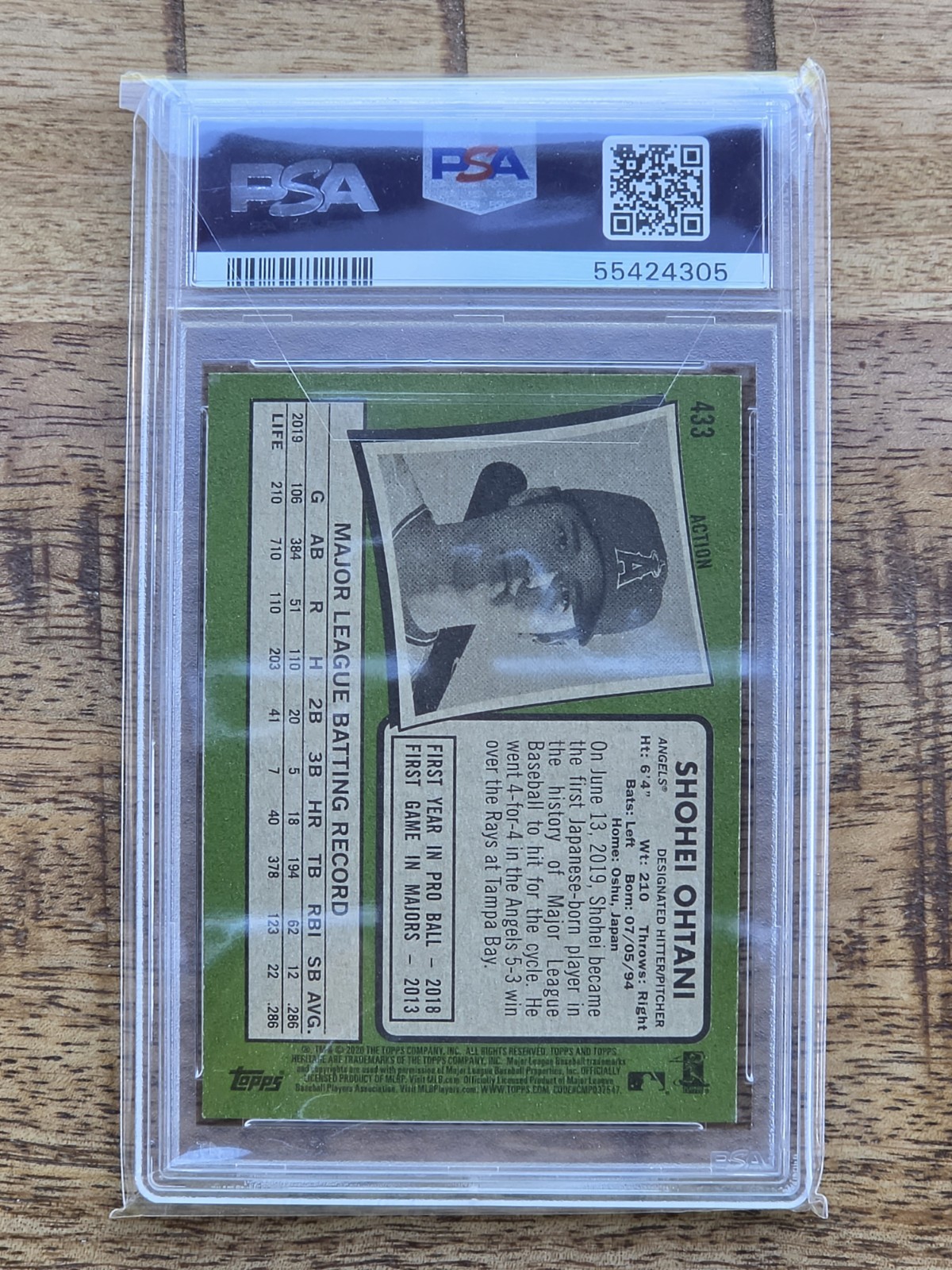 2020 Topps Heritage – Action Variation Shohei Ohtani #433 PSA 9