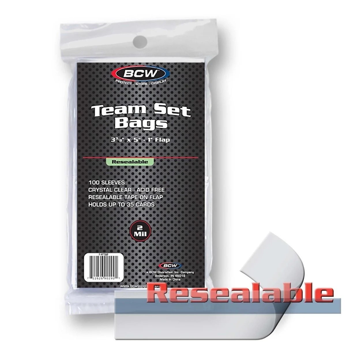 2000 BCW Team Set Poly Bags Resealable Card Sleeve Holder Archival 1″ Flap New