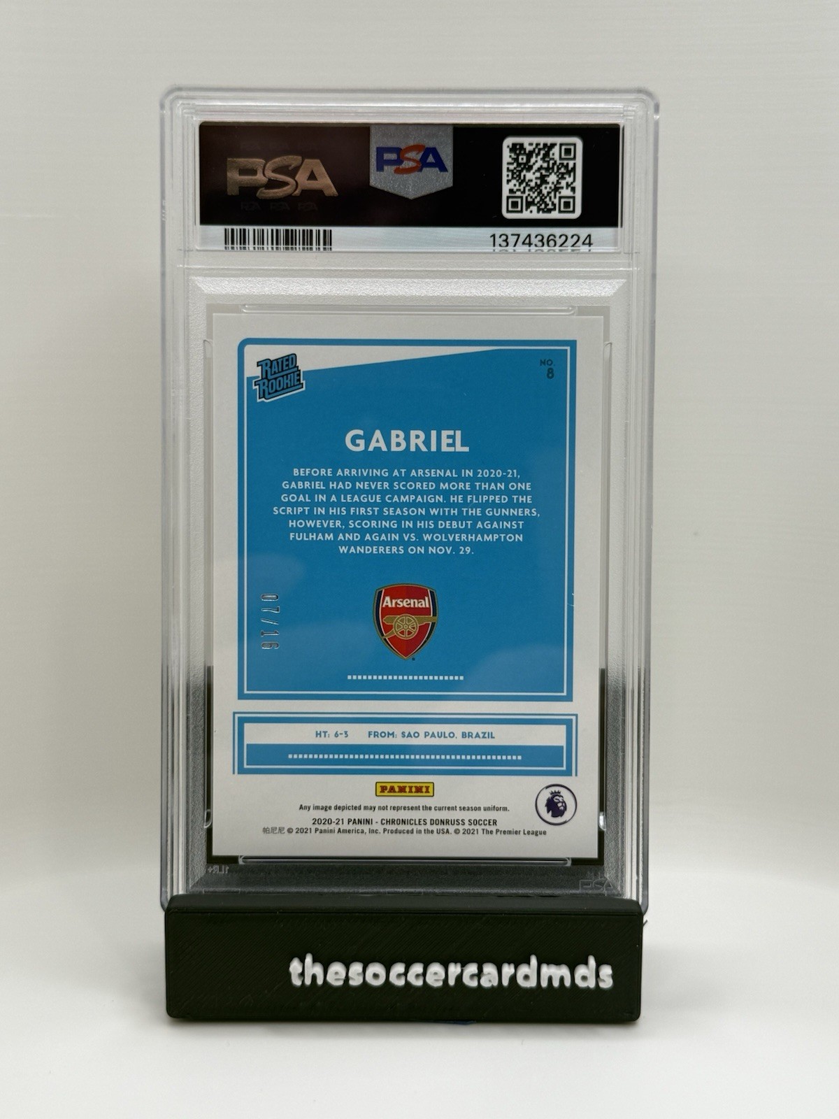 2020-21 Panini Chronicles Rated Rookies Premier League Gabriel #7/16 Pop1