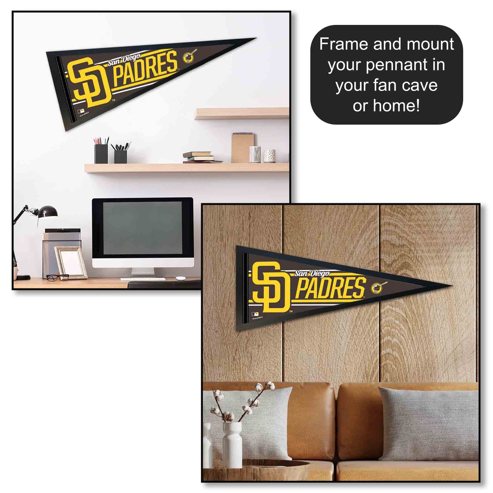 San Diego Padres MLB 12 in X 30 in Pennant