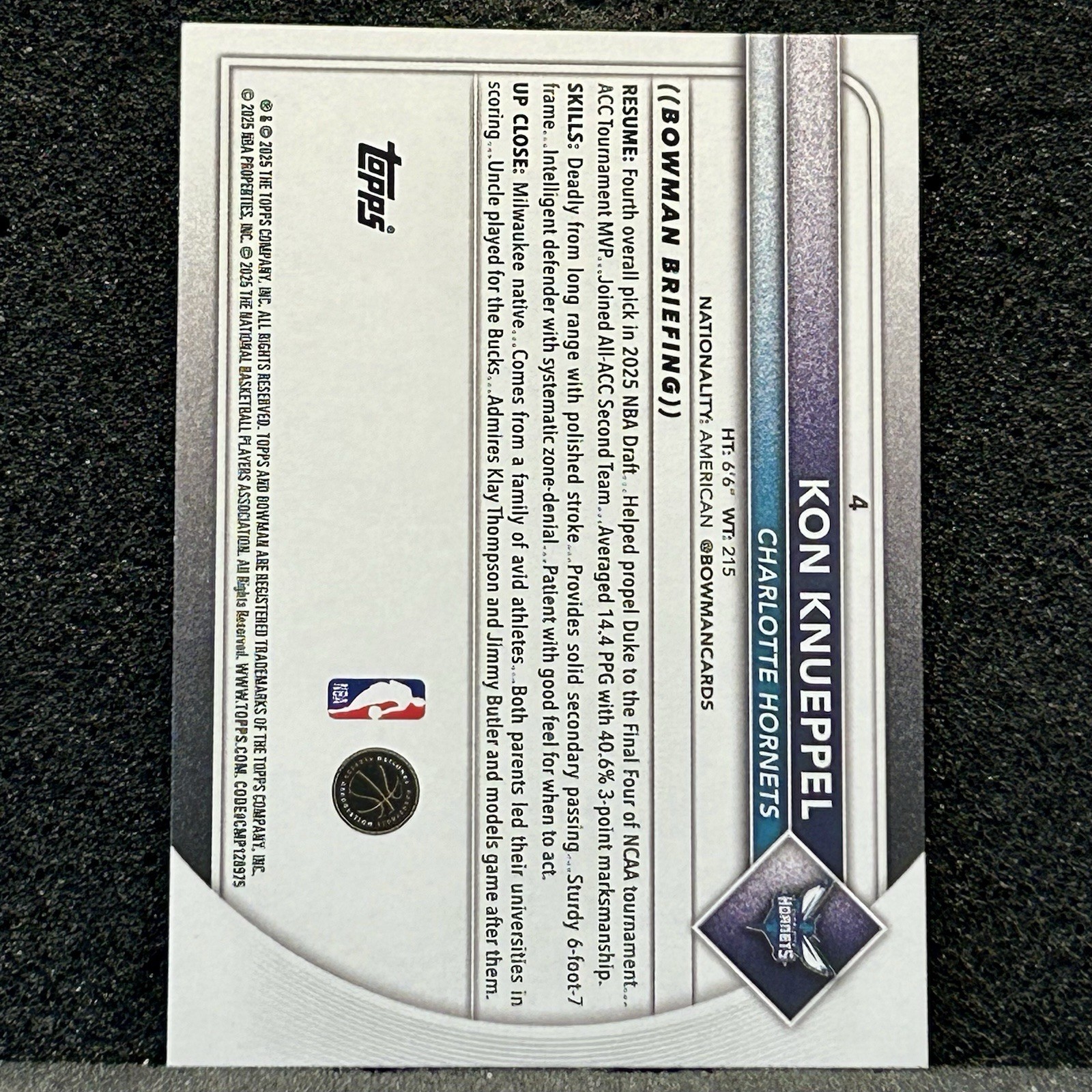 Kon Knueppel Rookie Card 2025-26 Topps Bowman #4
