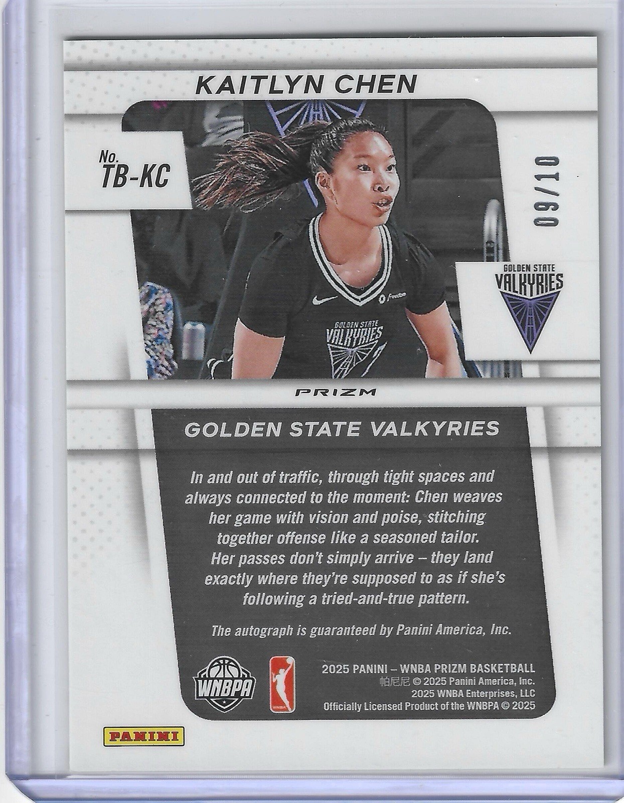 Kaitlyn Chen 2025 Panini Prizm WNBA SP RC Gold Prizm Auto Autograph /10 #TB-KC
