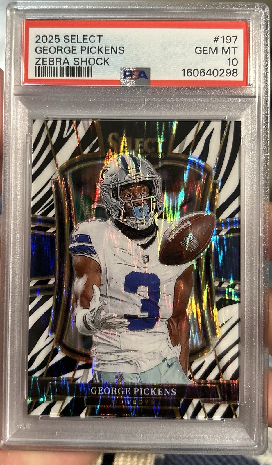2025 Panini Select – Premier Level George Pickens #197 Zebra Shock Prizm PSA 10