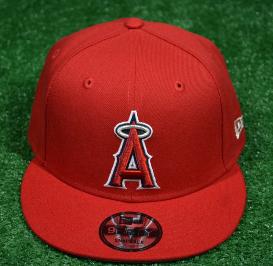 New Era Los Angeles Anaheim Angels 9FIFTY Flat Brim Snapback Hat Red, New