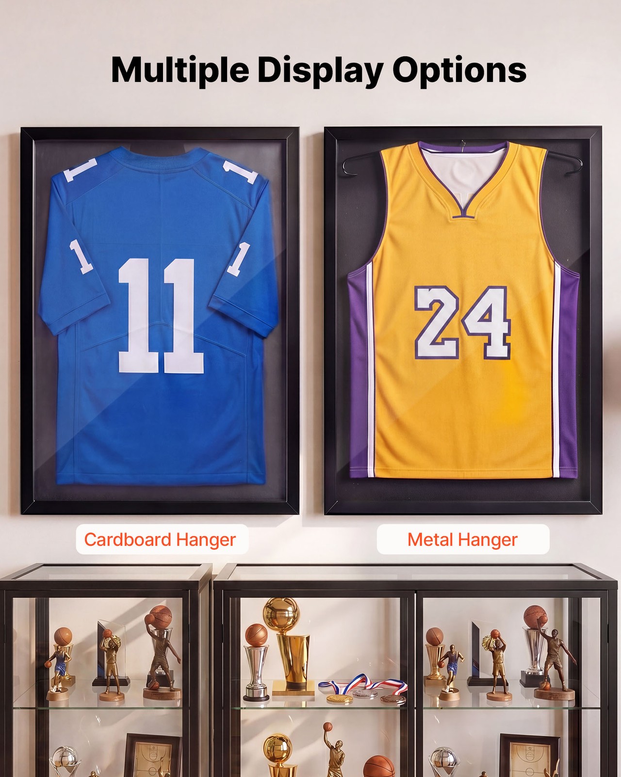 VEVOR Jersey Frame Display Case 31.5x 23.6x 1 in Wooden Sport Jersey Shadow Box
