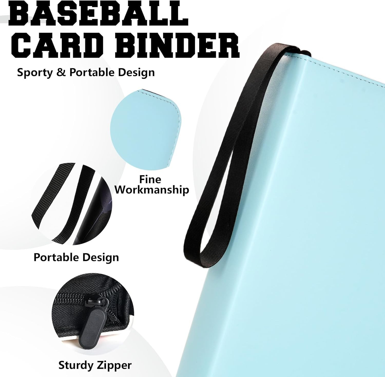 9 Pocket Trading Card Zip Binder – Holds 900 Cards, 50 Pages Large-Capacity,Doub