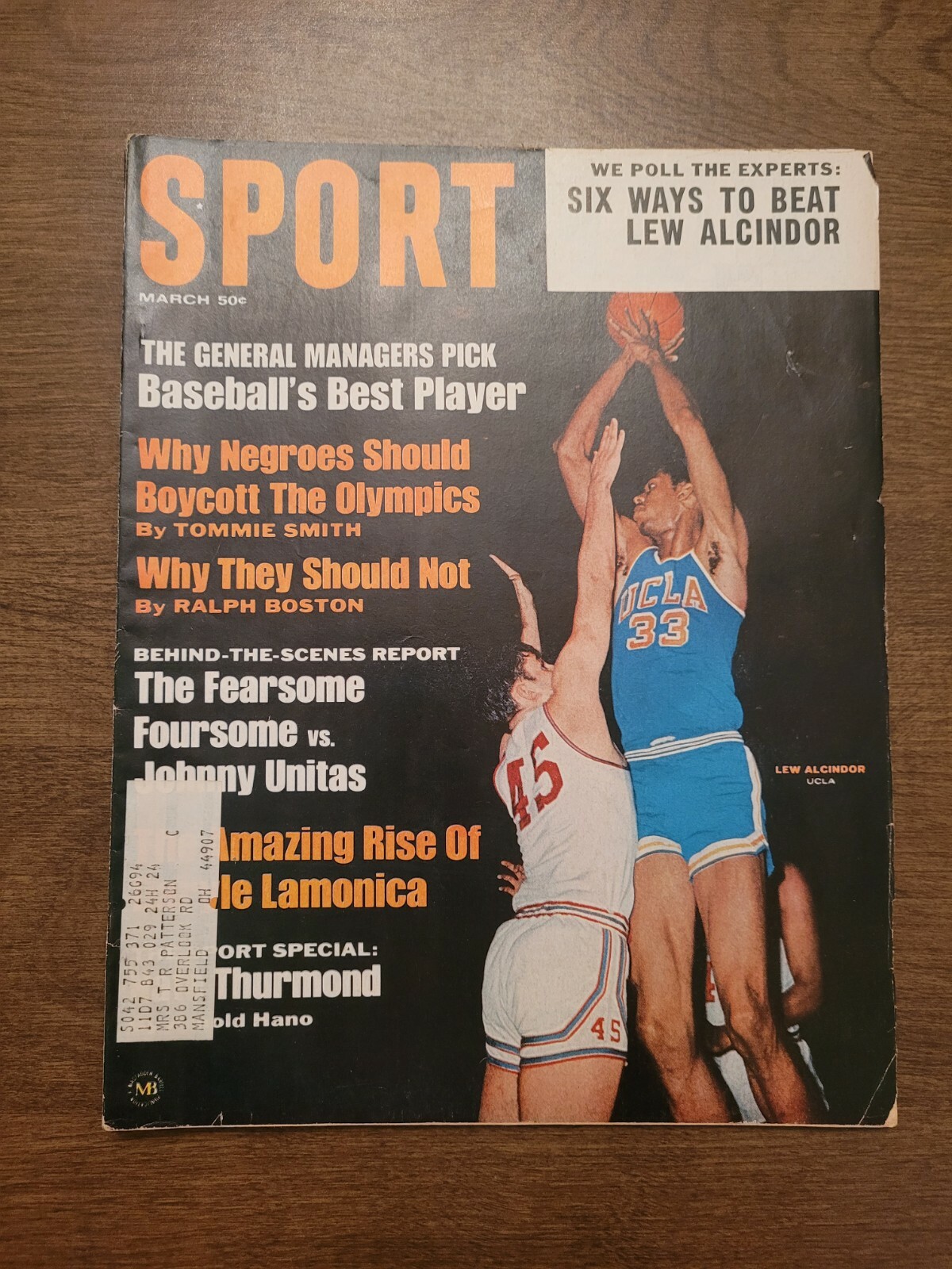Vintage March 1969 Sport Magazine. Lew Alcindor. K1060
