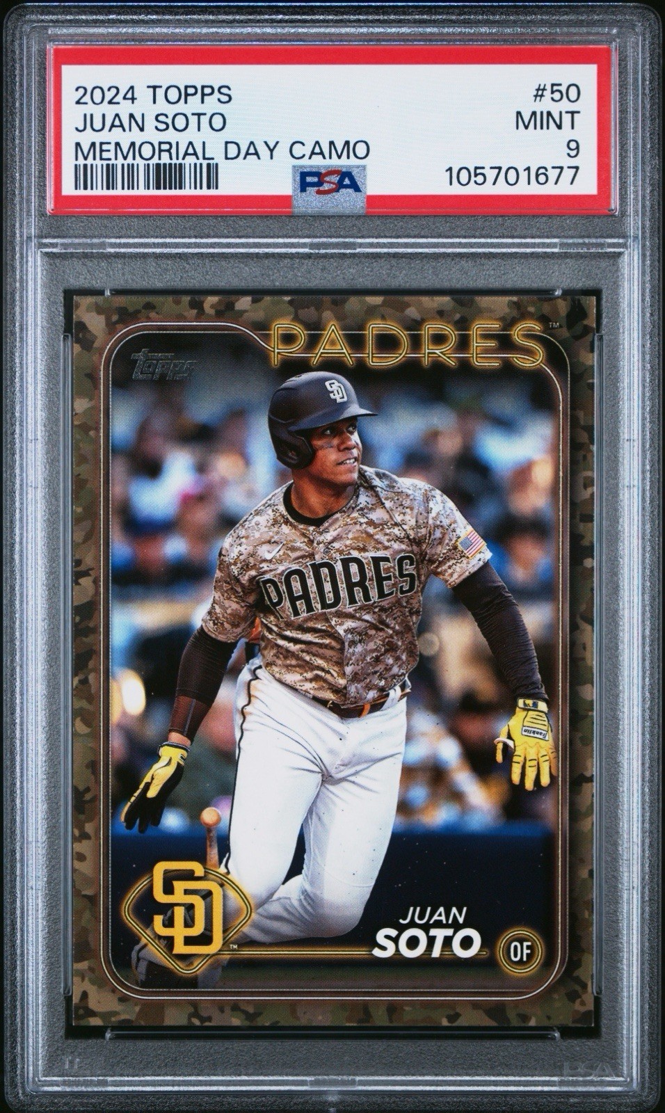 2024 Topps Juan Soto MEMORIAL DAY CAMO /25 PSA 9 MINT #50