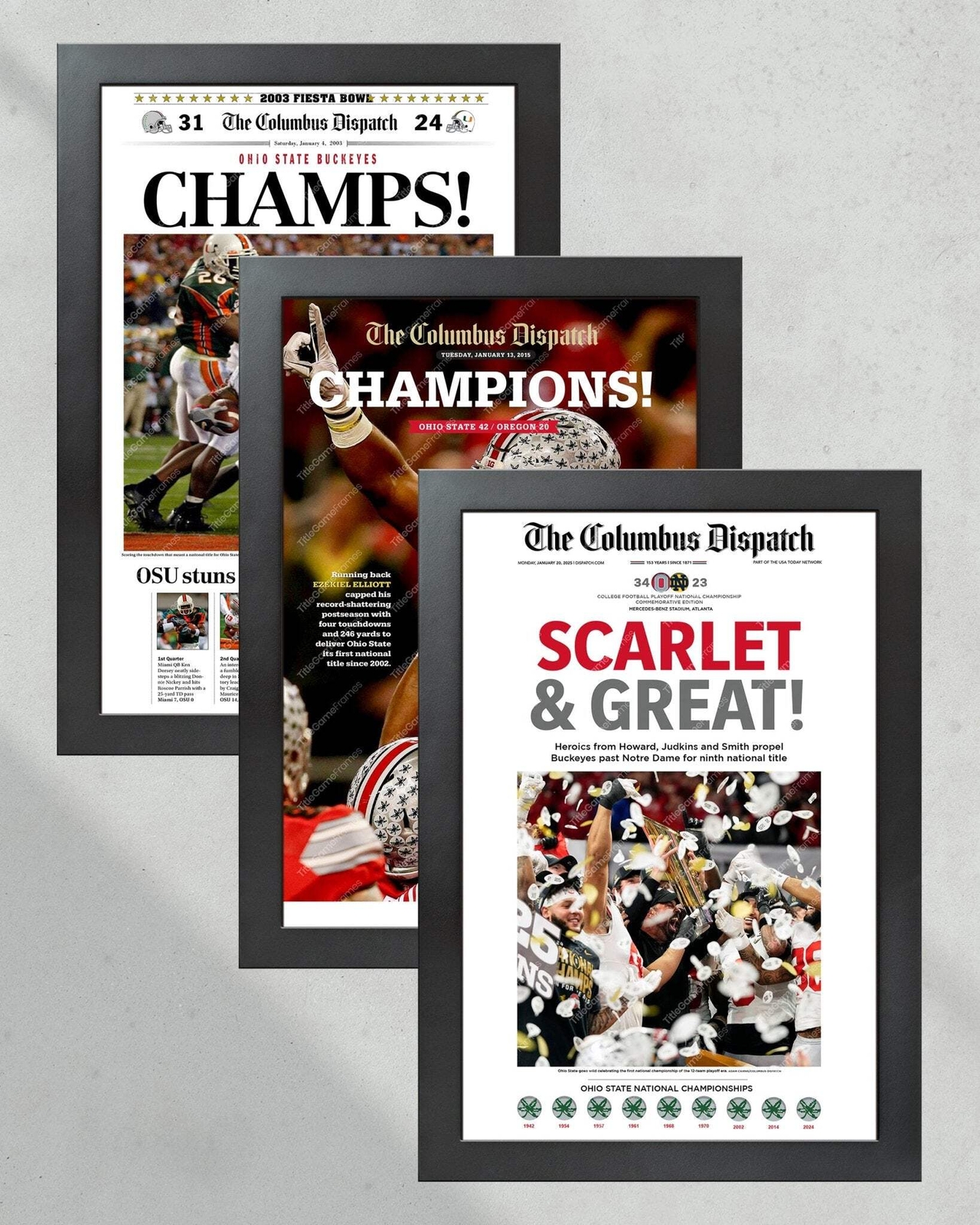 Ohio State Buckeyes Championship Collector’s Set – 2002, 2014, 2024