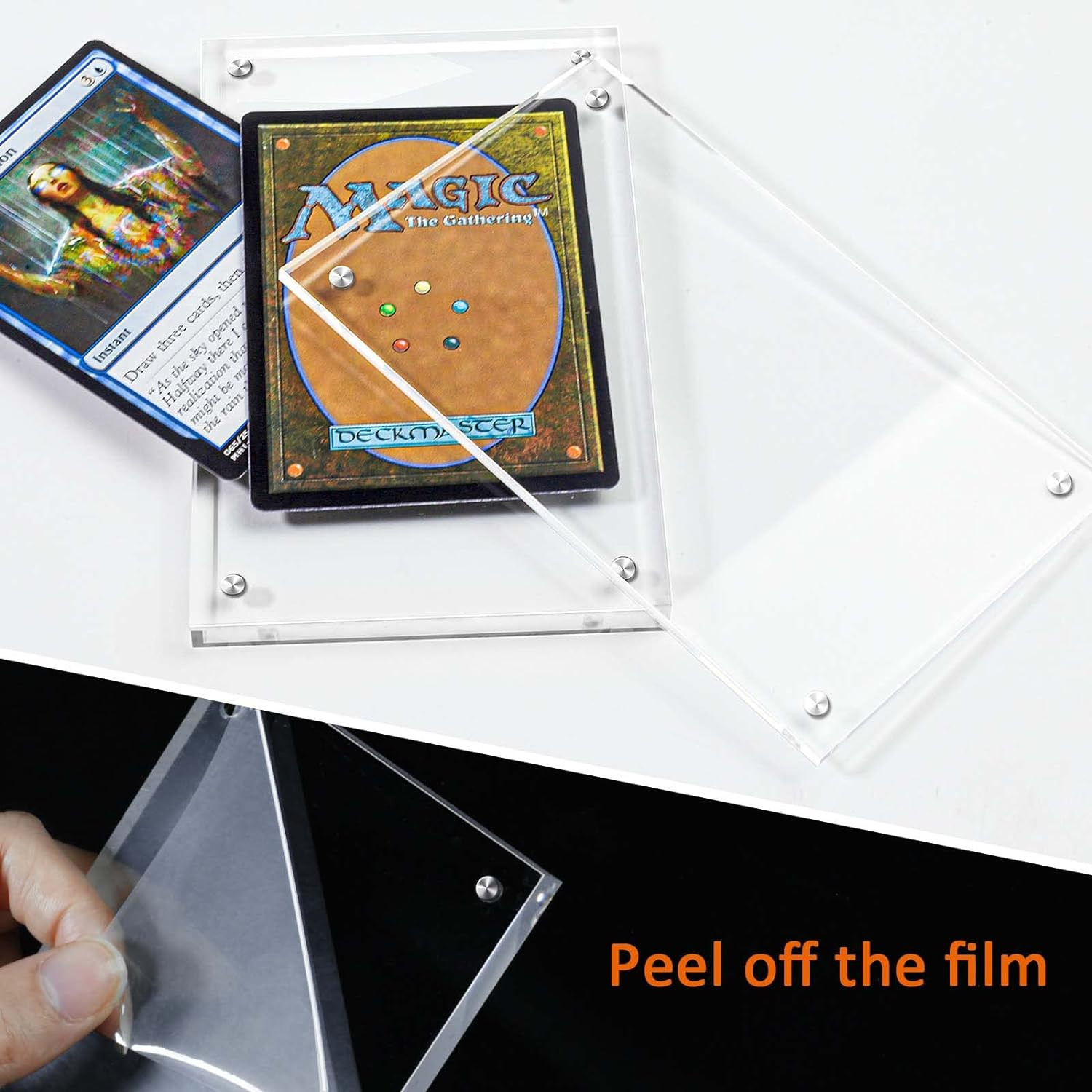 Acrylic Card Frame, Magnetic Trading Card Display Frames Desktop Display -2 Sets