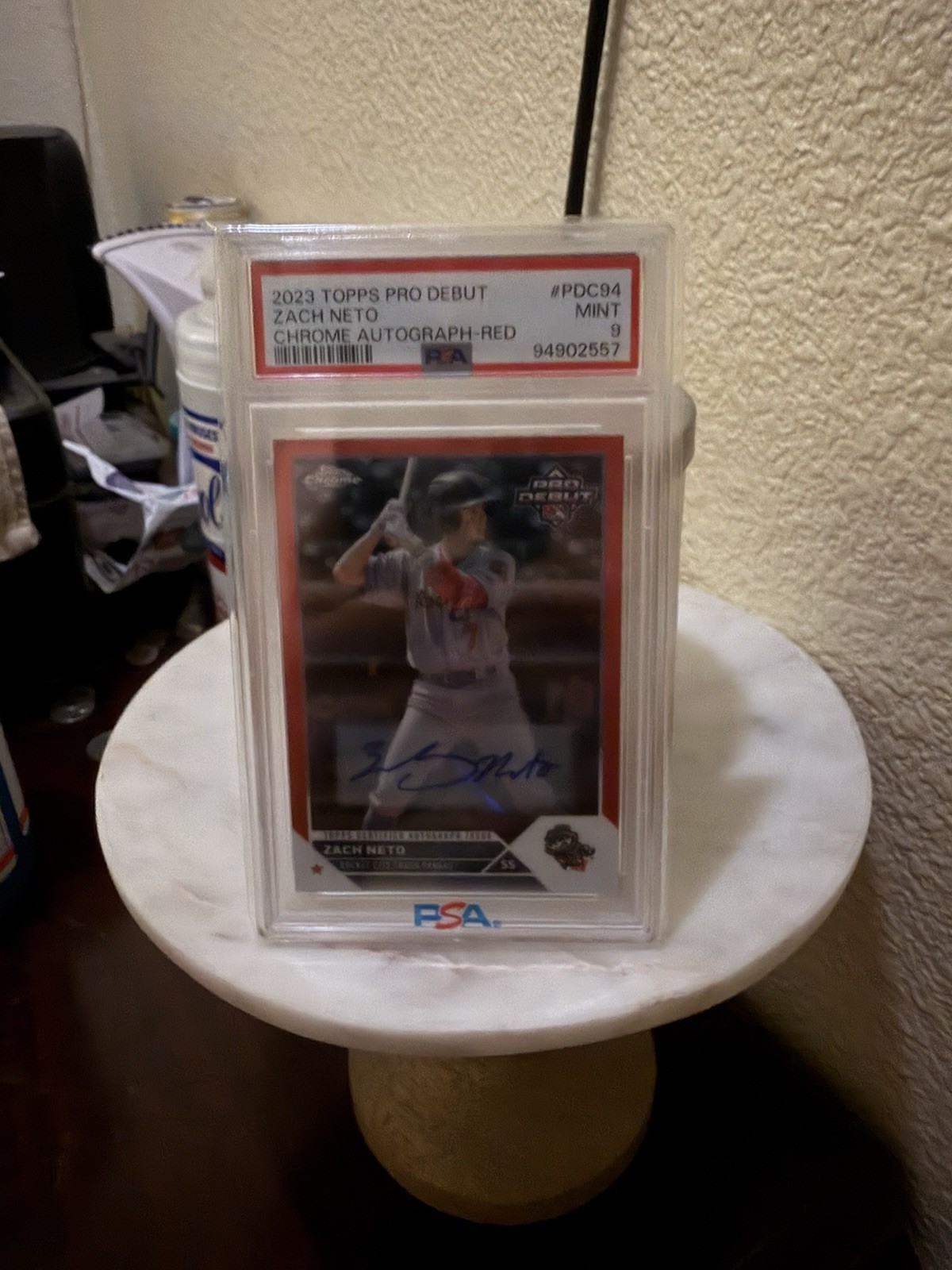 2023 Topps Pro Debut Zach Neto Chrome Red Auto /5 LA Angels PSA 9