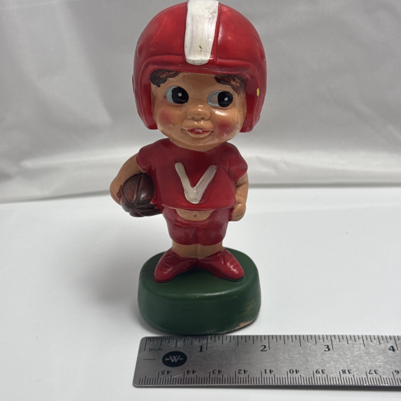 Vintage Football Player Plastic Figure, Made in Hong Kong 5 Inches Tall