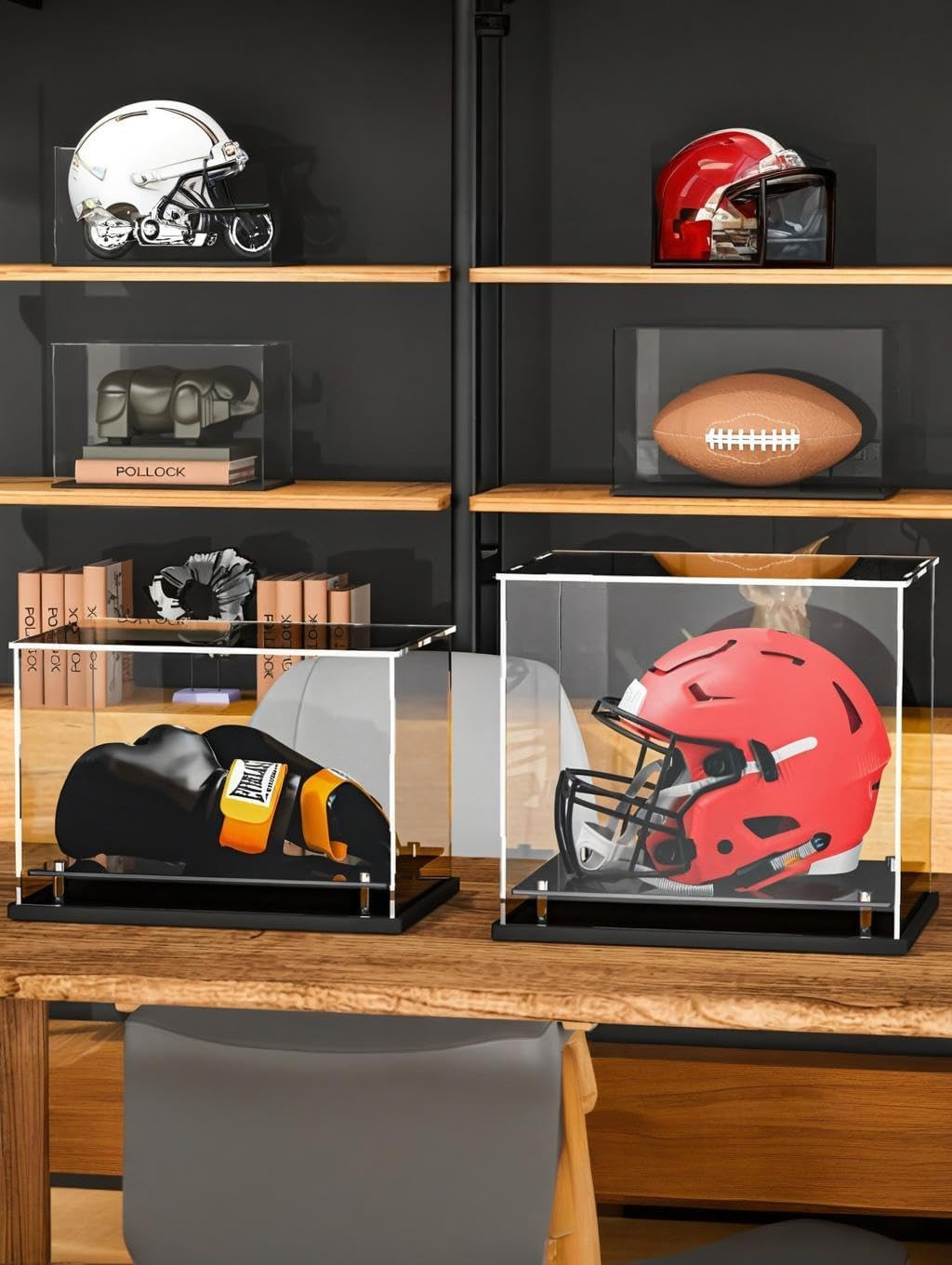 Football Helmet Display case Full Size,Self-Assembly Acrylic Helmet Display Case