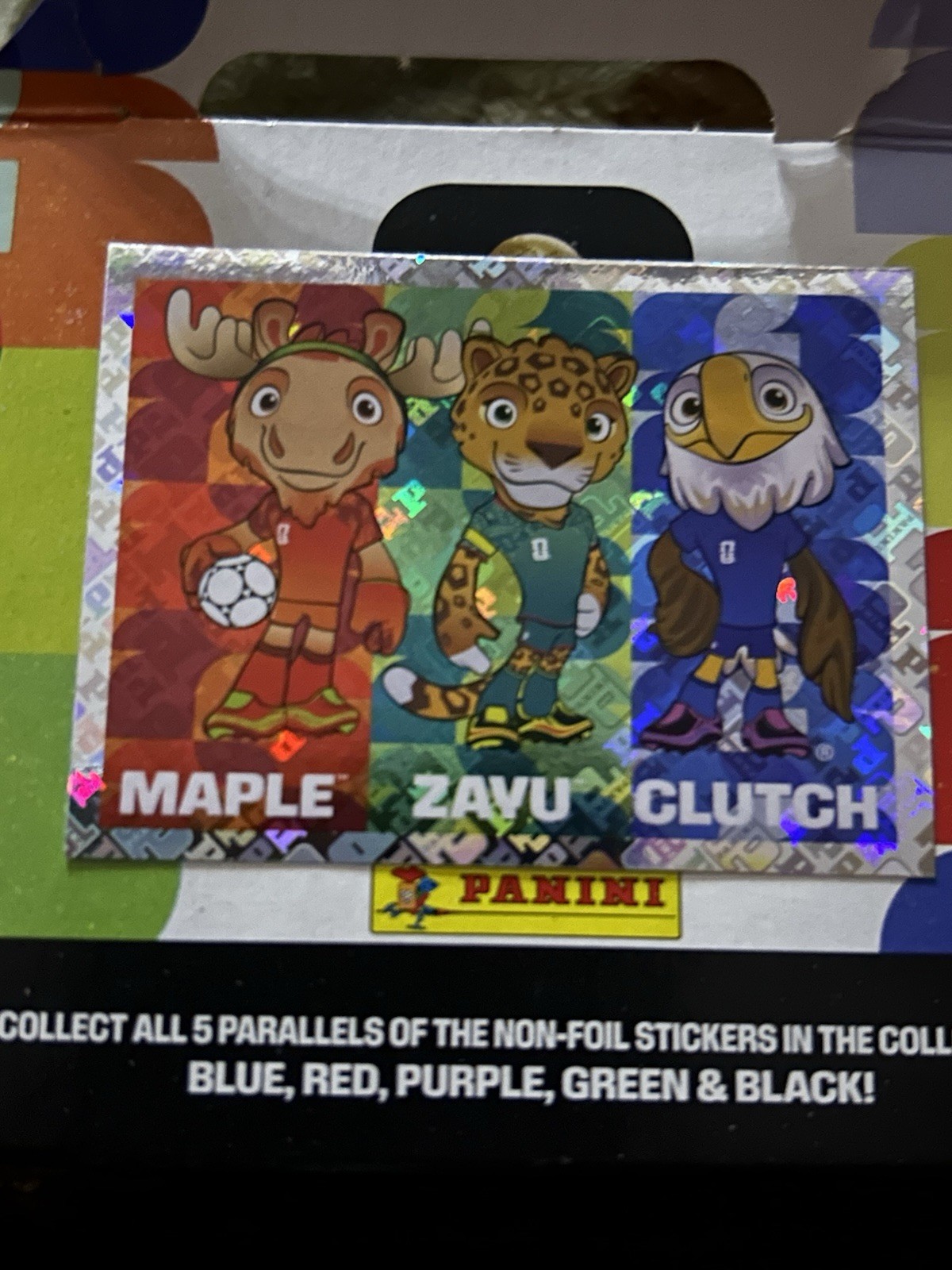 Panini FIFA World Cup 2026 Soccer Sticker Maple Zavu Clutch Mascot Hologram