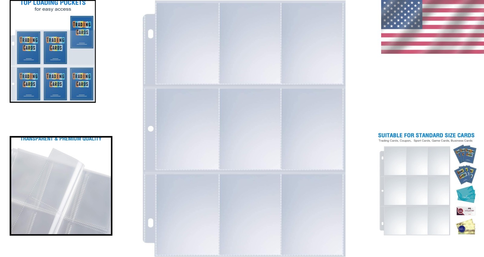 Baseball Card Holder Sheets for 3 Ring Binder, 400 Pack