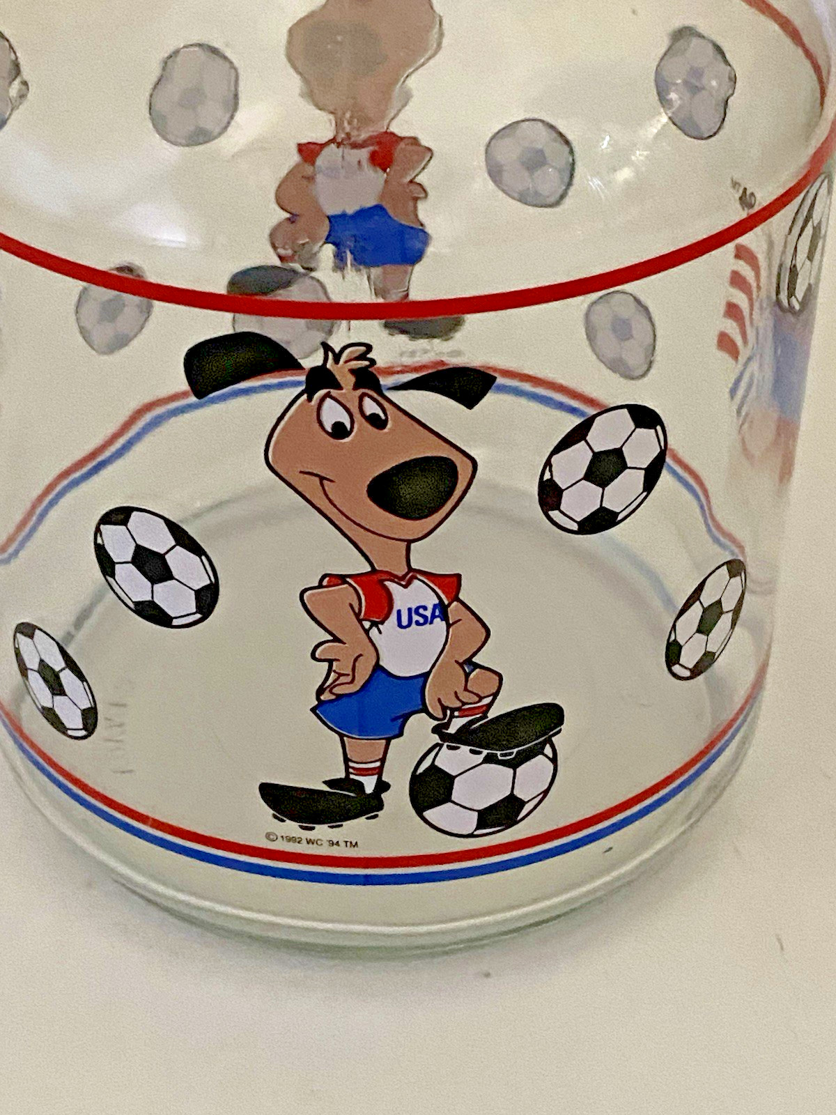 Vintage-1994 World Cup-USA Soccer-Striker-Glass Carafe w/Lid-1994