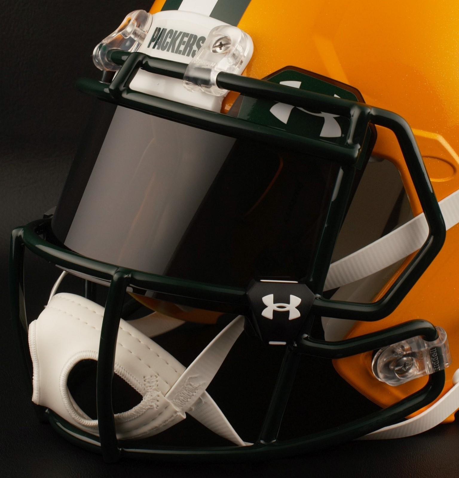 GREEN BAY PACKERS NFL Football Helmet with BLACK-TINT Visor / Eye Shield