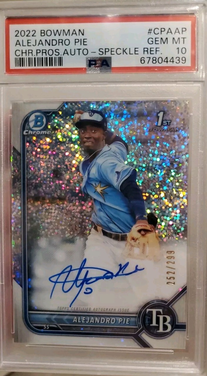 2022 Bowman Chrome Alejandro Pie Sparkle Refractor Prospect Auto #252/299 PSA 10