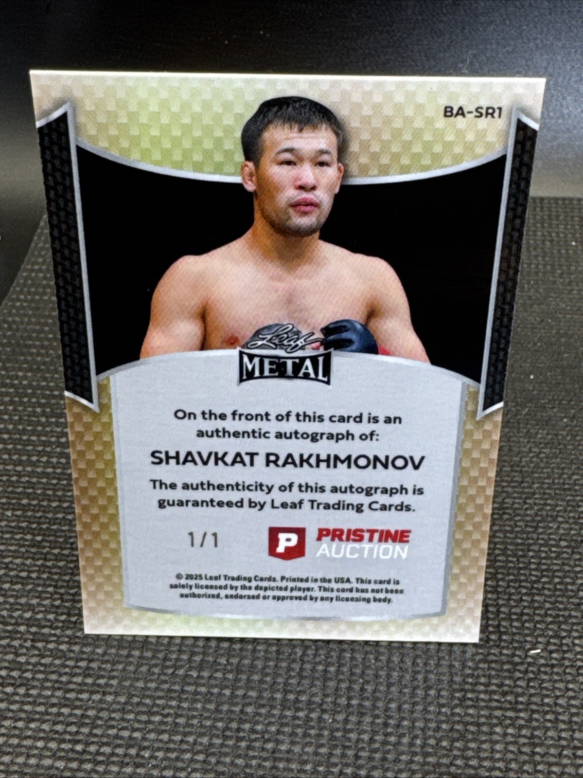 2025 Leaf Metal Pristine #BA-SR1 Shavkat Rakhmonov Super Gold Prismati Auto 1/1