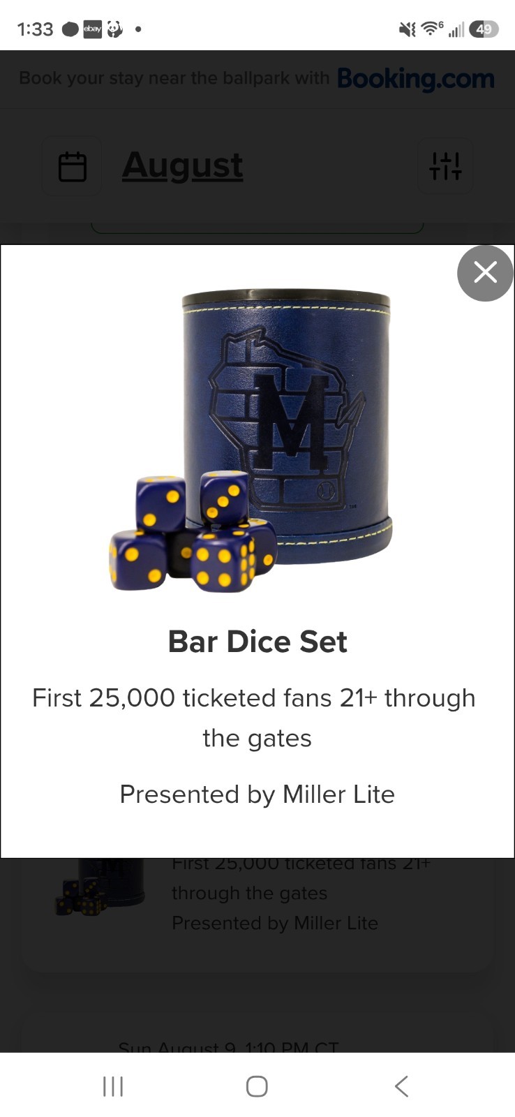 2026 MILWAUKEE BREWERS BAR DICE SET GIVEAWAY AUG 8TH “PRESALE”