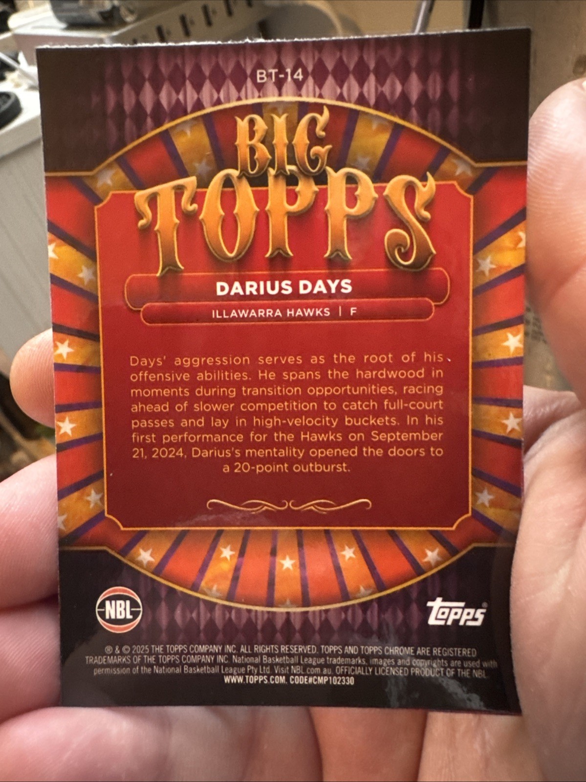 2024-25 Topps Chrome NBL Big Topps Refractors #BT14 Darius Days