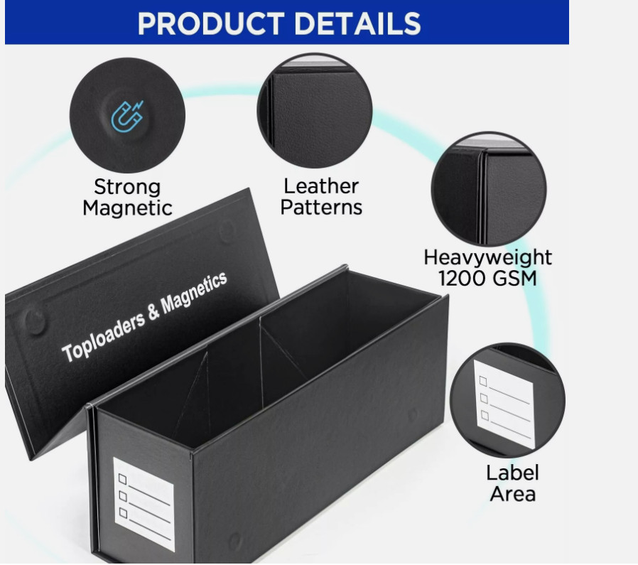 Top Loaders Storage Box for Trading Cards, Vertical Magnetic Closure Sports Card