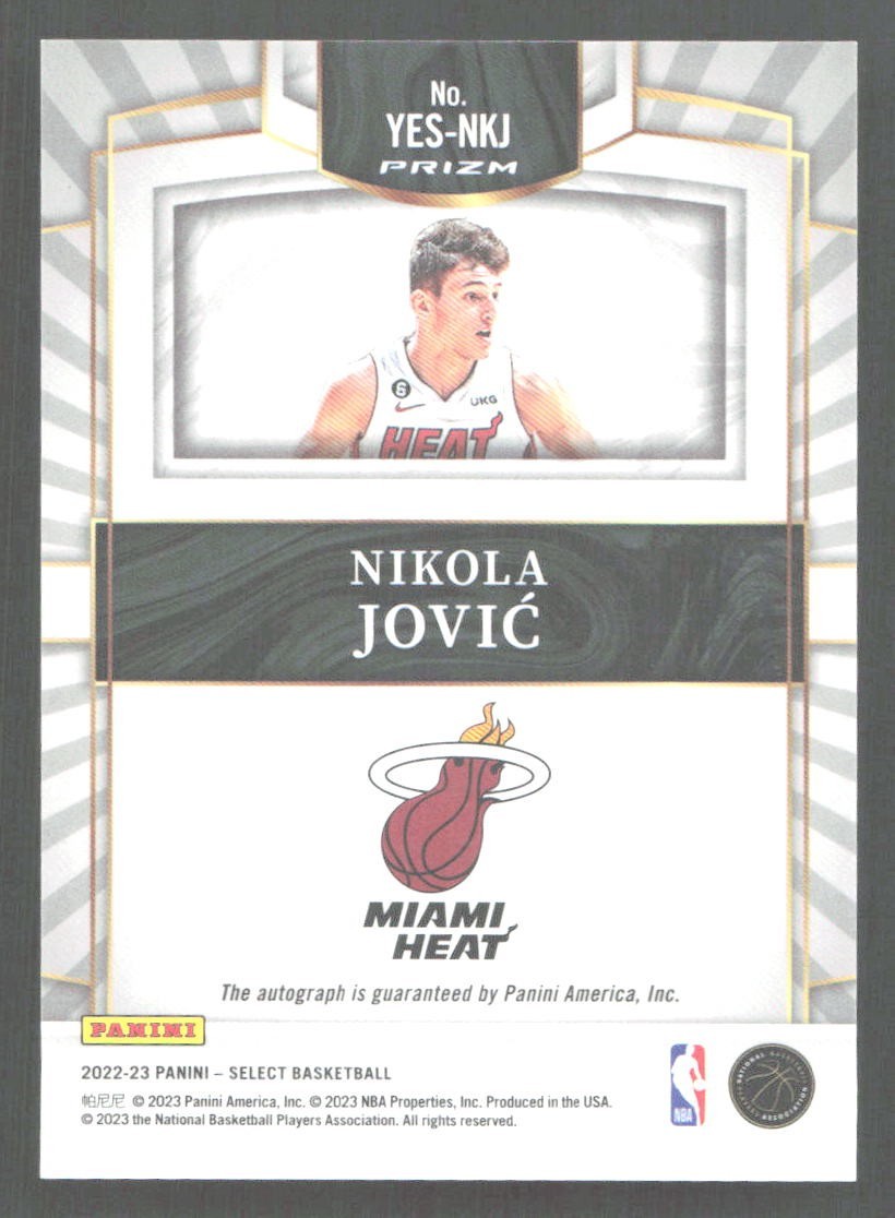 CZC351 – 202-23 Panini Select – Nikola Jovic #YES-NKJ – Auto – Youth Explosion