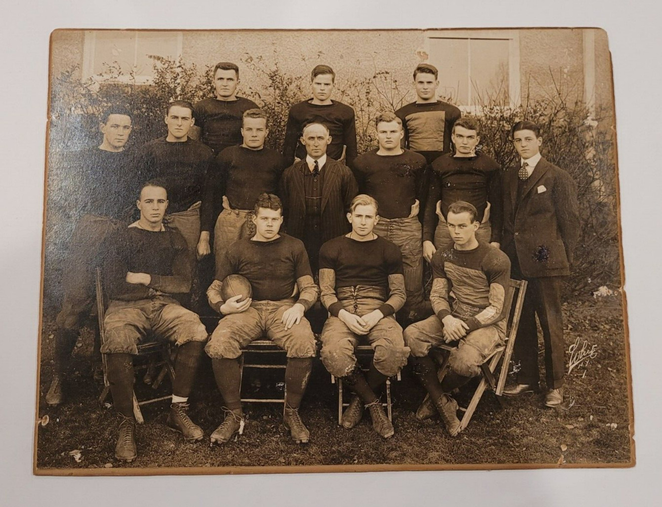 Early 1900’s FOOTBALL TEAM 10.5×13.5 In Original Mounted Photo-UNIFORM-NEW YORK