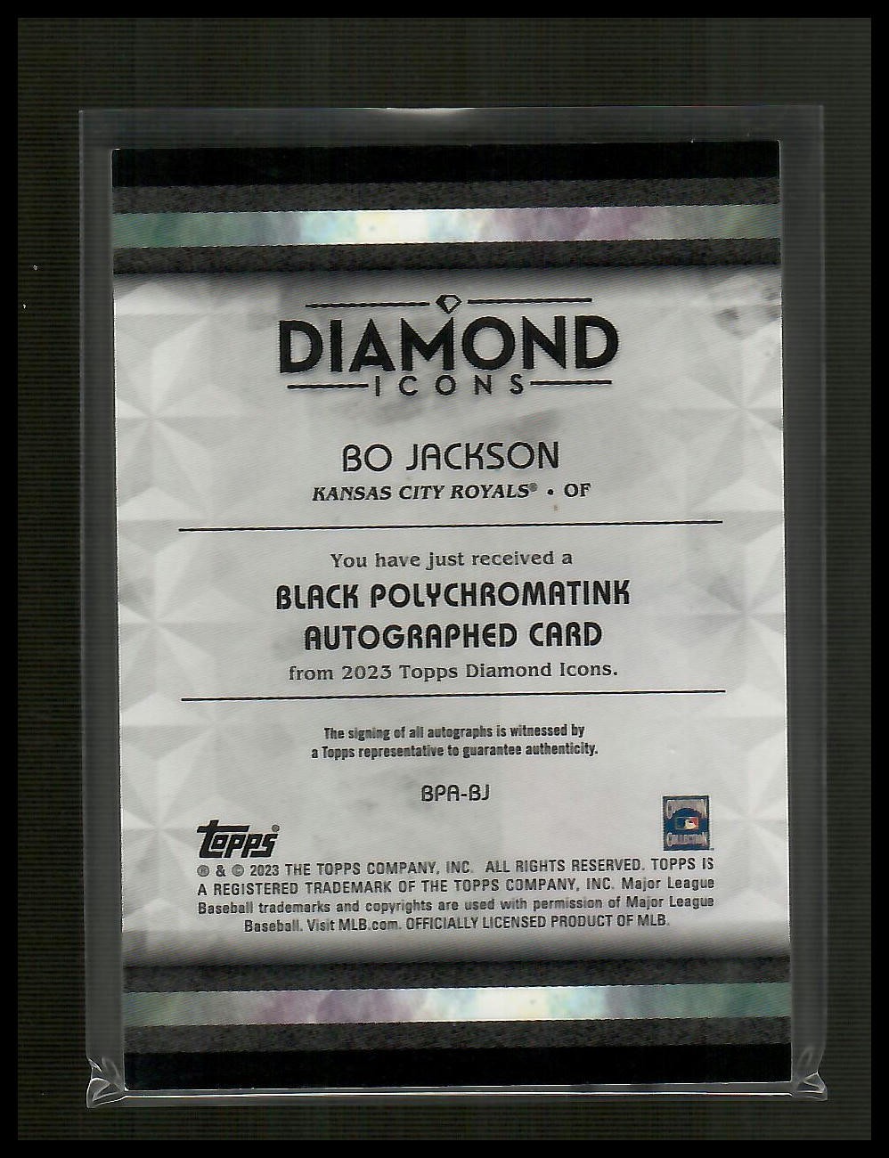 Bo Jackson 2024 Topps Diamond Icons Black Polychromatink Auto Red Gold Ink #/5