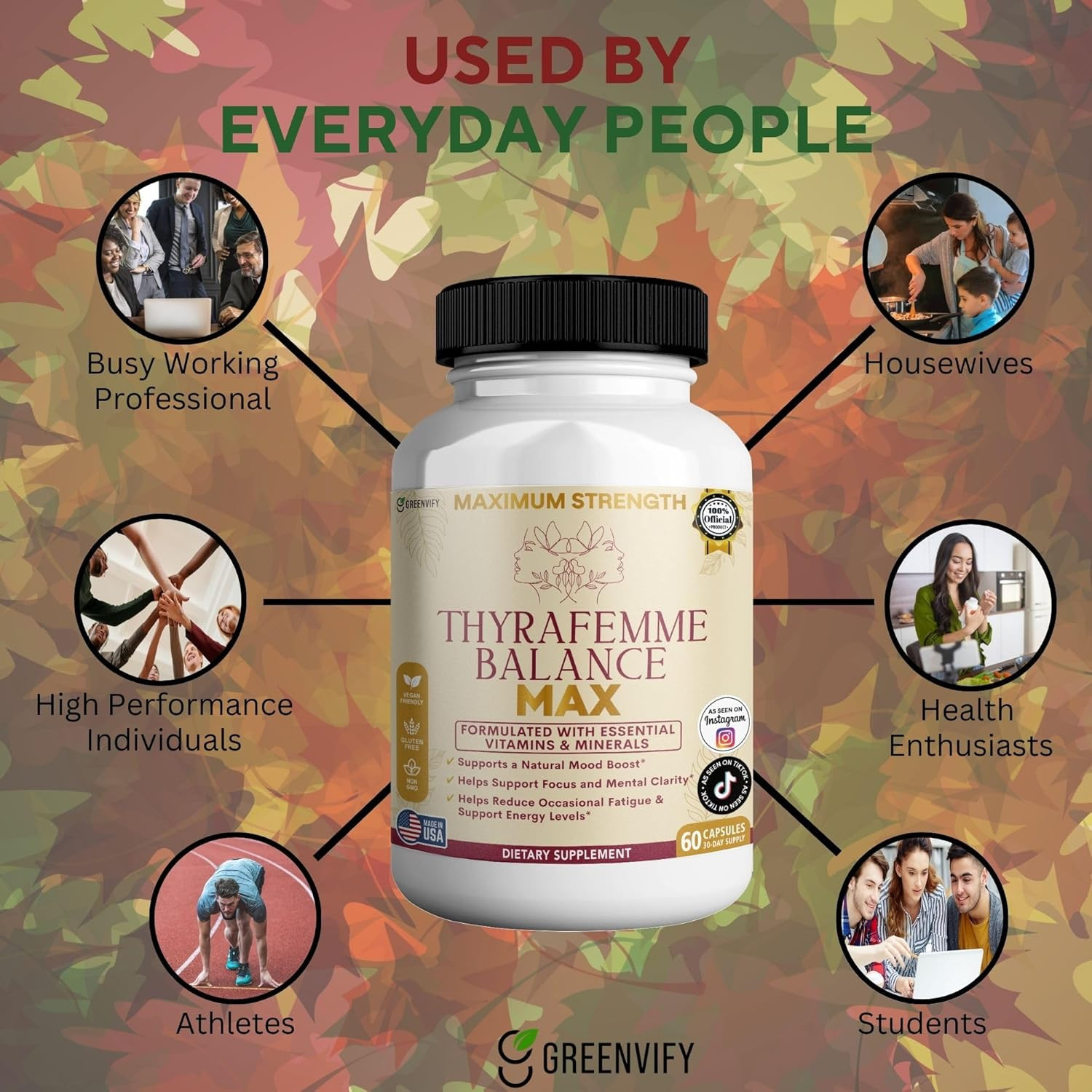 Thyrafemme Balance Max, Mood and Energy Support Supplement, 60 Capsules, 30-Day