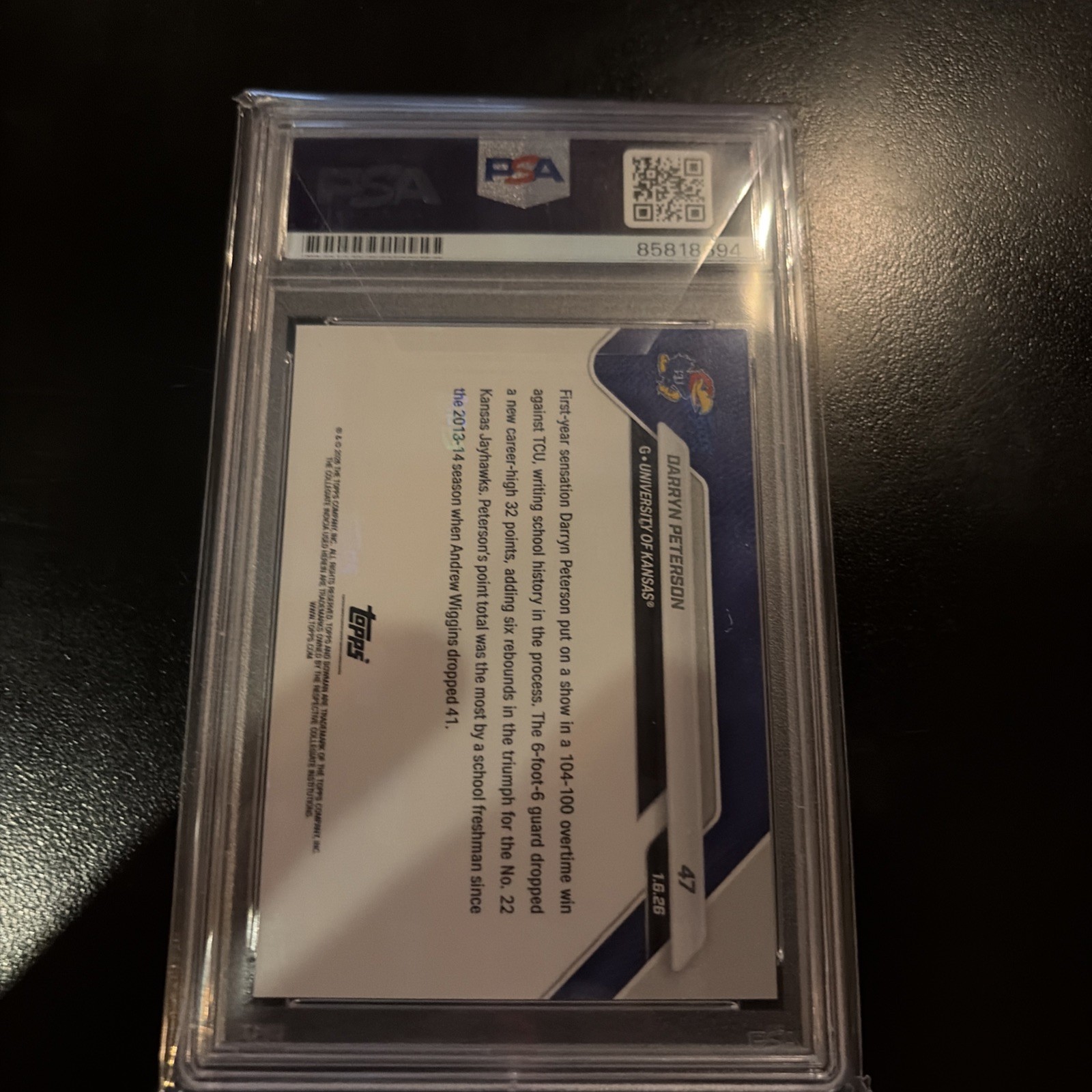 2026 Bowman U Now Darryn Peterson #47 Signed Auto Psa Authentic Slabbed
