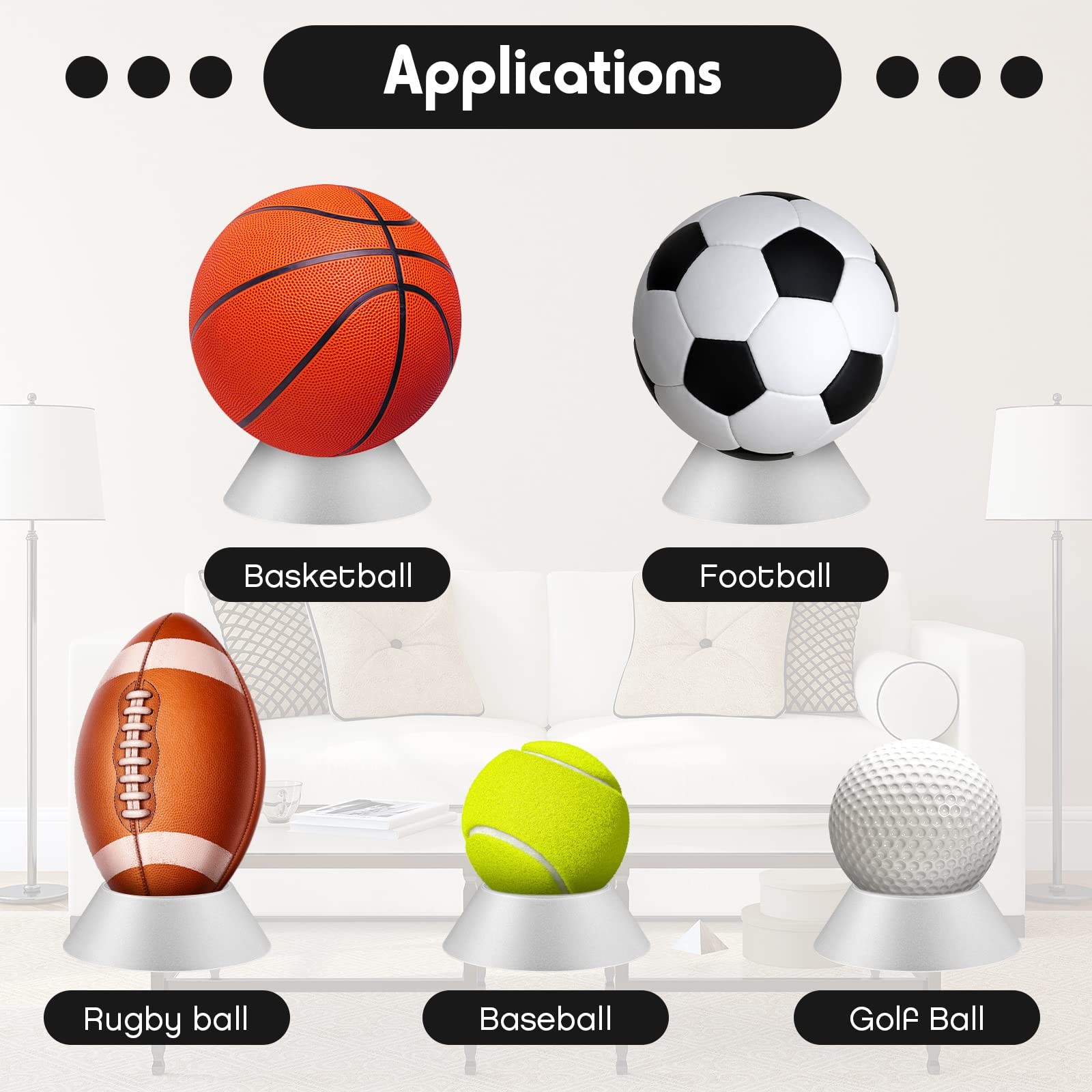 6 Pcs Memorabilia Ball Display Stand Pedestal Ball Stand Holder for Soccer Ba…