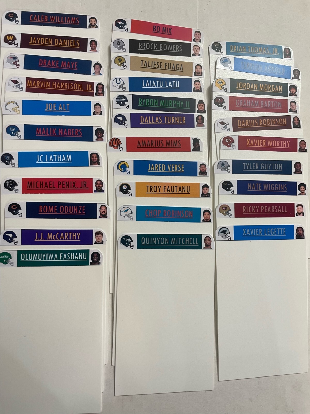 Customized BCW Tall Dividers 2024 NFL Draft Rookie Class