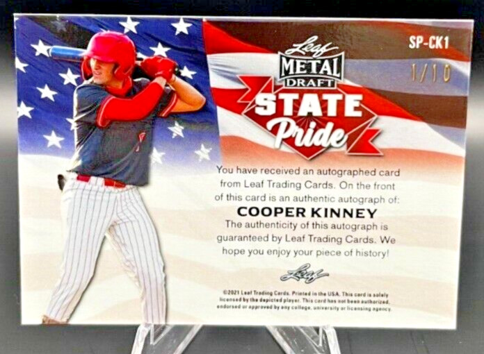 2021 Leaf Metal Draft Cooper Kinney State Pride Purple Crystal Auto /10 TB Rays!