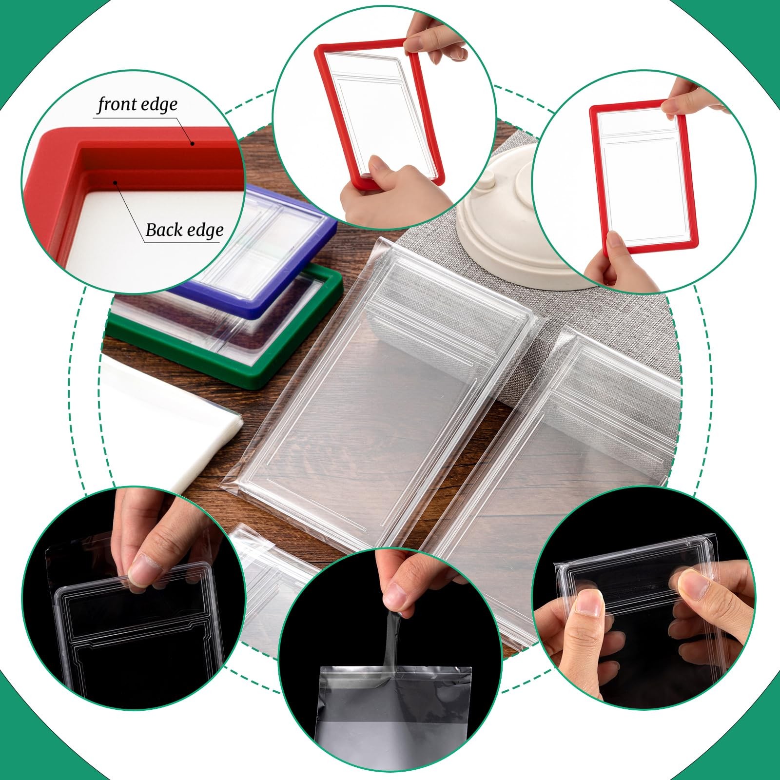 100 Pcs Graded Card Sleeves and 6 Pcs Bumper Guards for 35pt Graded Cards, Resea