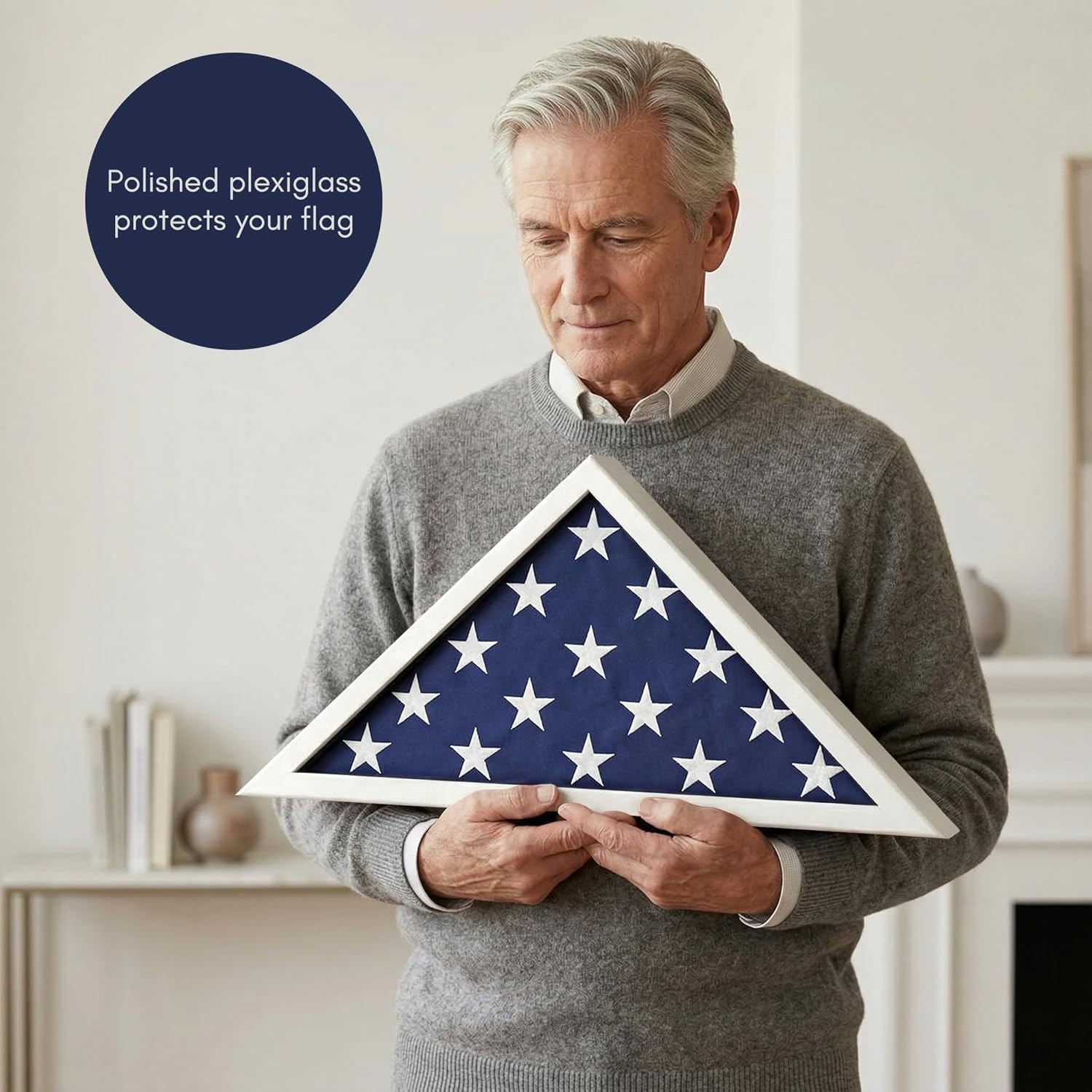 Sleek Triangular Flag Case in White for 5×9.5′ Burial Flags – Timeless Elegance