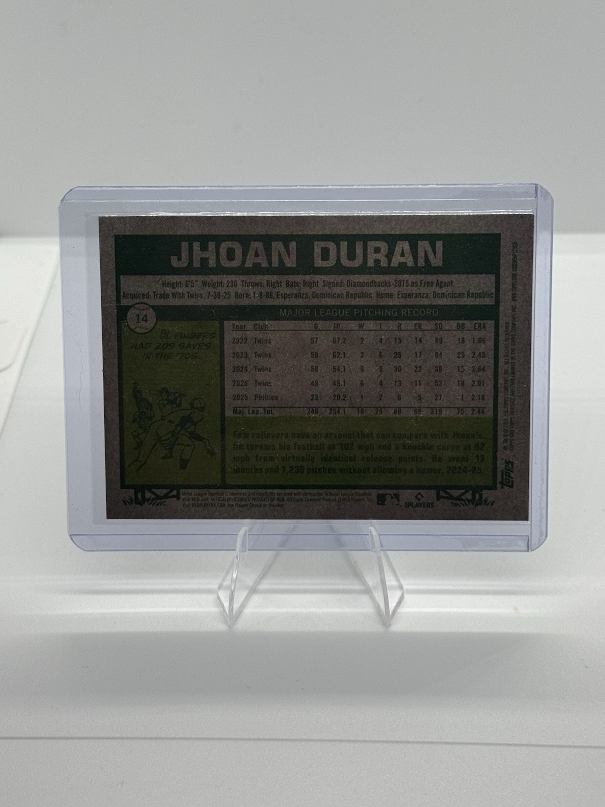 2026 Topps Heritage #14 Pink Sparkle – Jhoan Duran Philadelphia Phillies