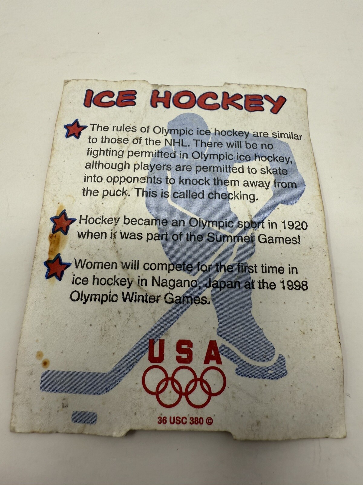VINTAGE 1998 General Mills US Olympic Team – USA Ice Hockey [Winter Sports Coin]