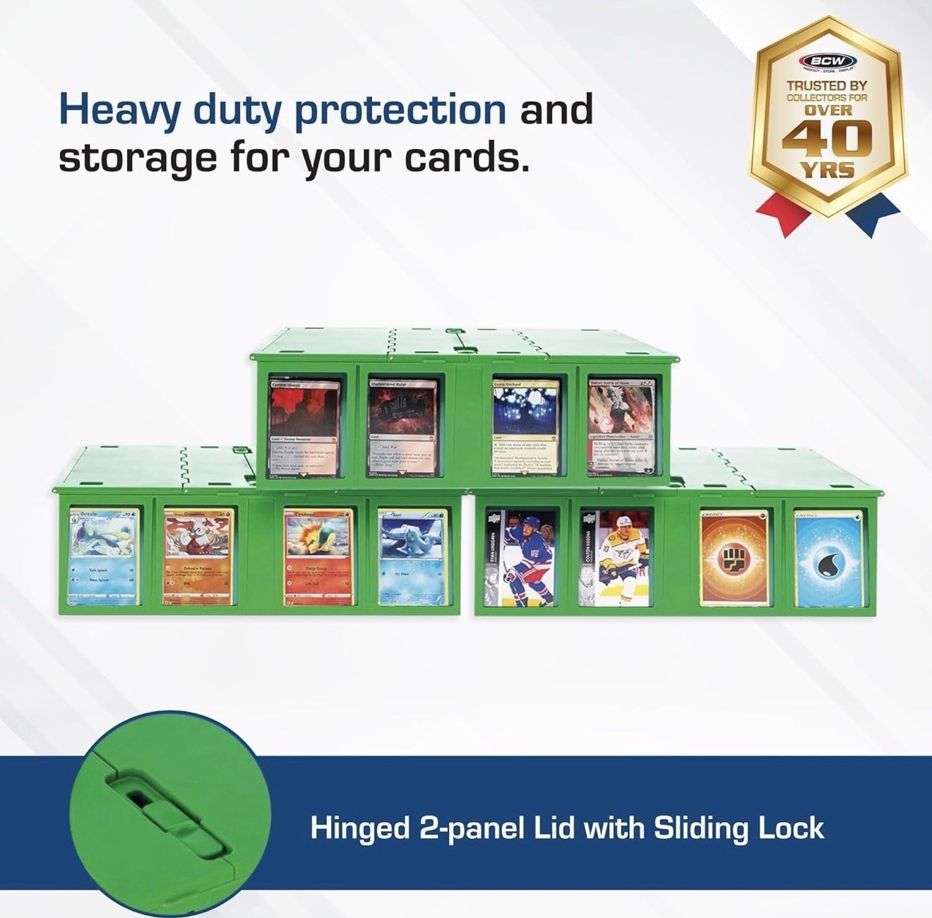 Brand New BCW 3200 ct 4 Row Collectible Card Bin Green