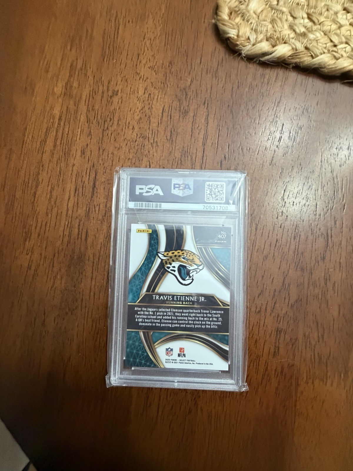 Panini 2020 Select-Travis Etienne Jr.-Jaguars XRC Prizm Redemption #407 PSA 10.