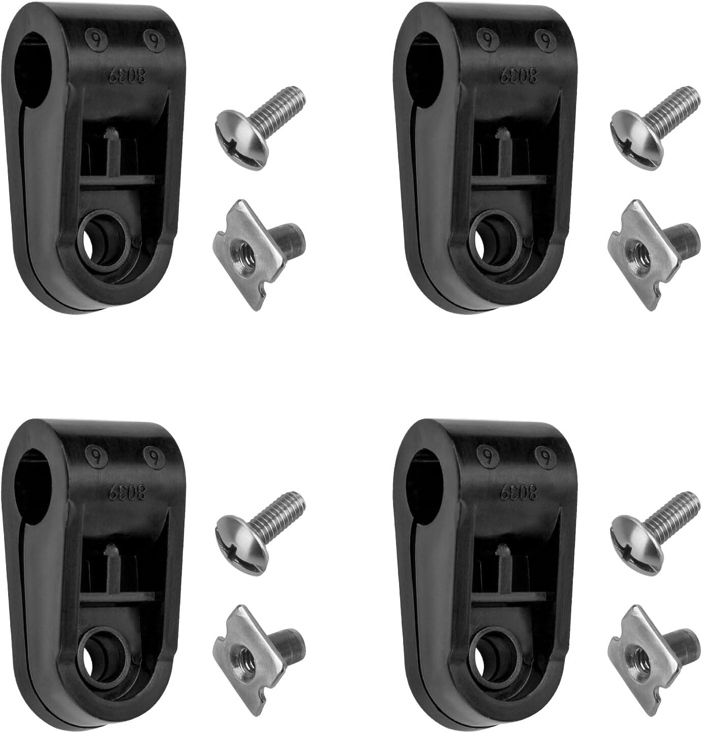 Football Helmet Clips Screws Nuts Compatible with Schutt F7 & Riddell Black