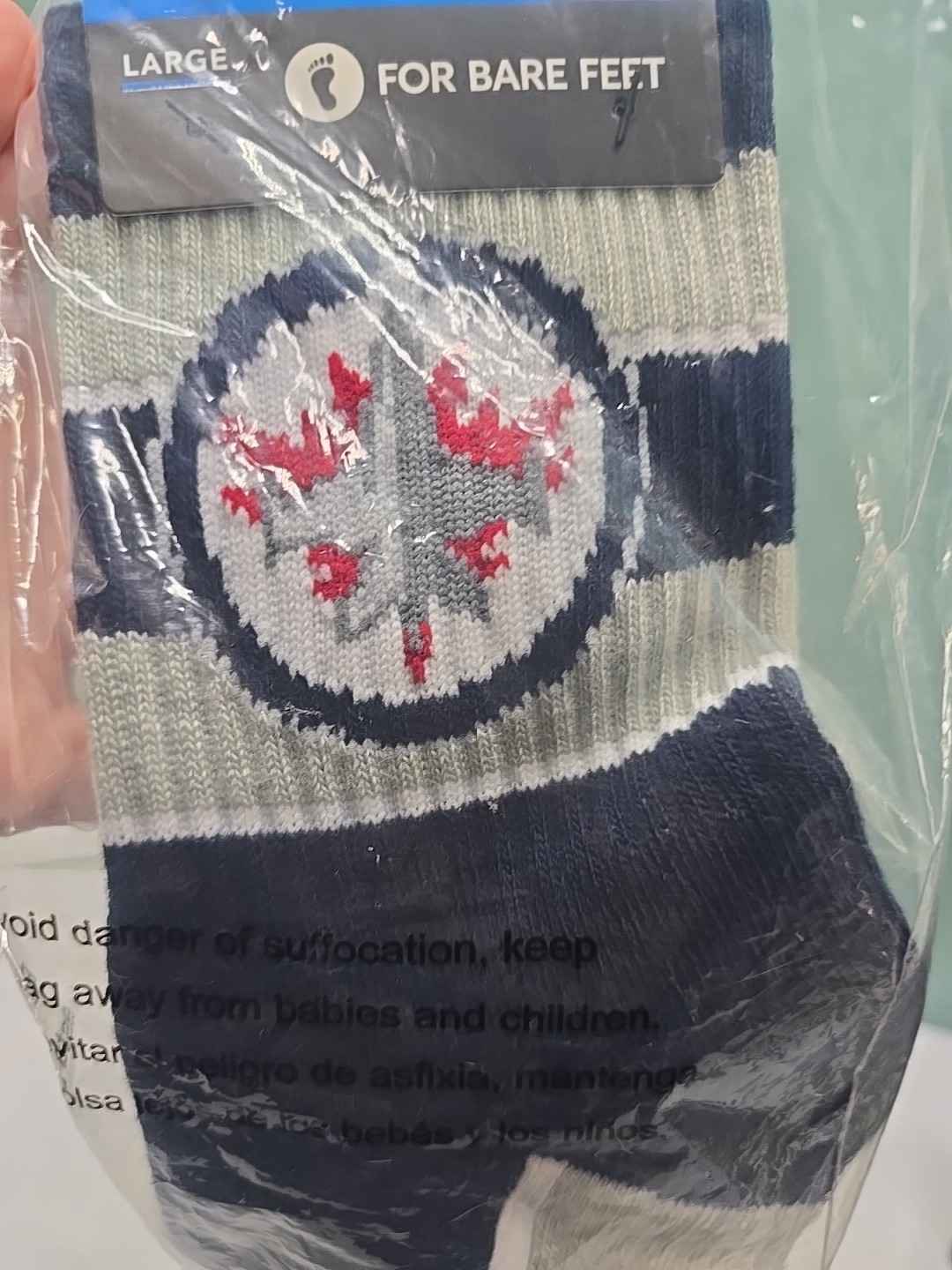 For Bare Feet Socks Winnipeg Jets NHL Hockey 1/4 Length Socks Large Men’s 10-13