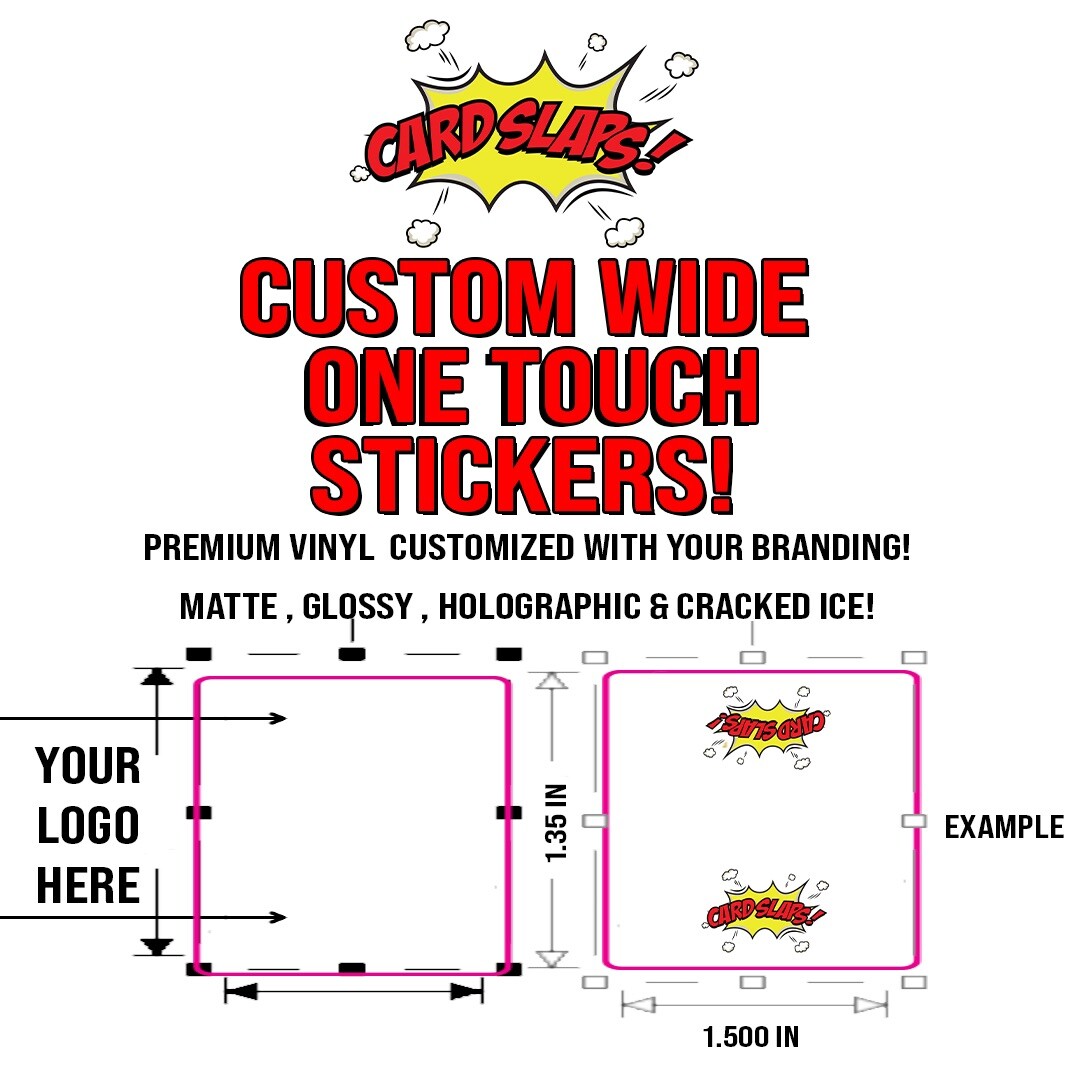 Custom Wide One Touch Stickers – 100 Stickers (1.5″ x 1.3″) – See Details