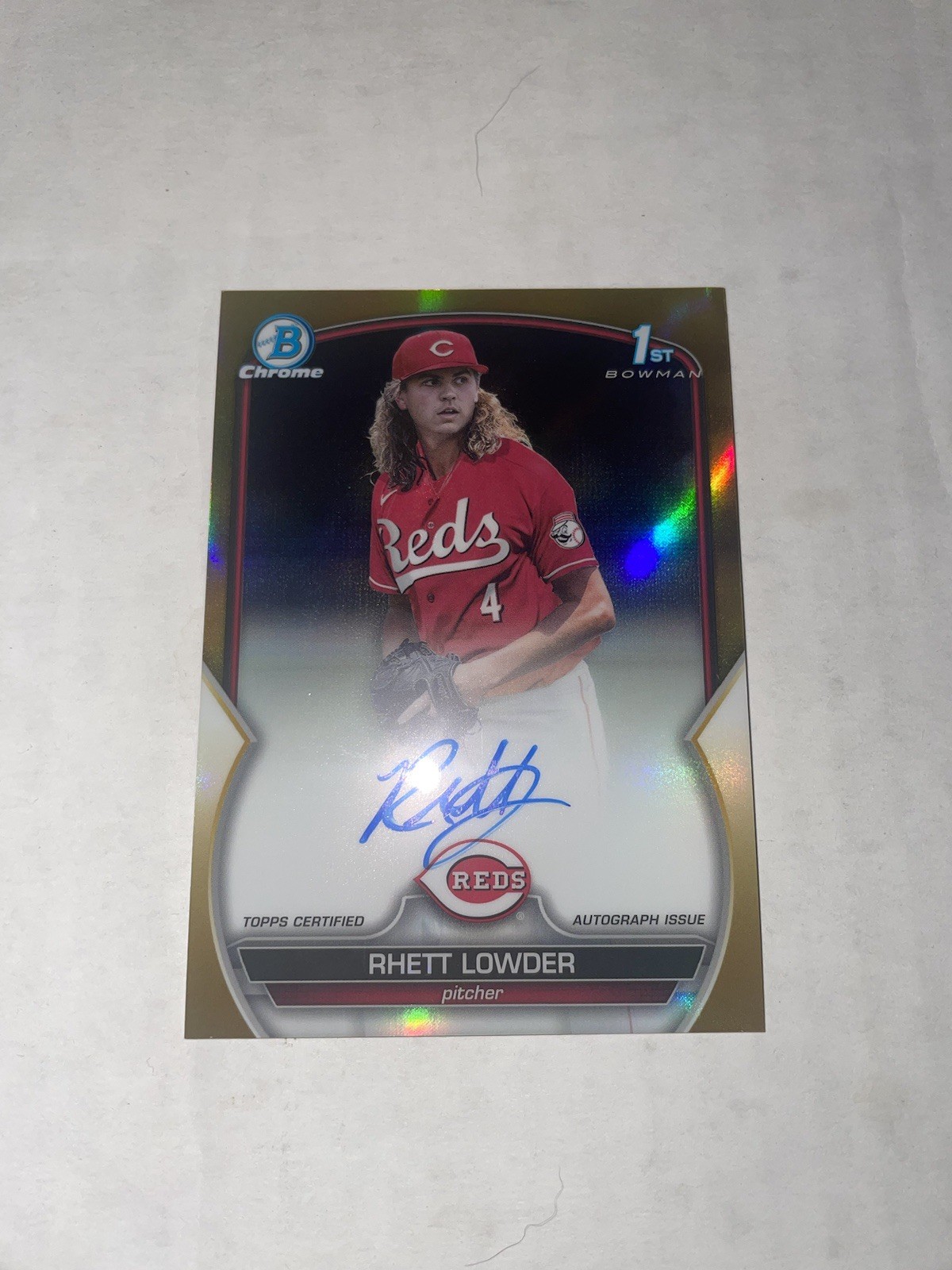 Rhett Lowder /50 Rookie Auto 2023 1st Bowman Chrome Gold-Read Description!