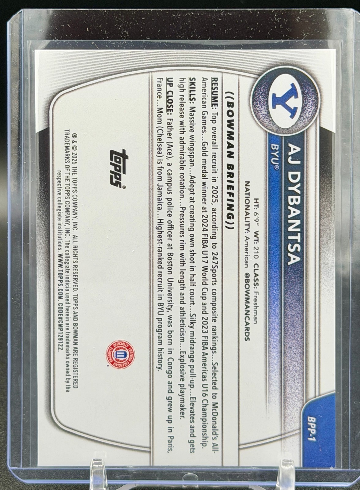 2025-26 Topps Bowman – AJ Dybantsa Paper Prospects #BPP-1 BYU