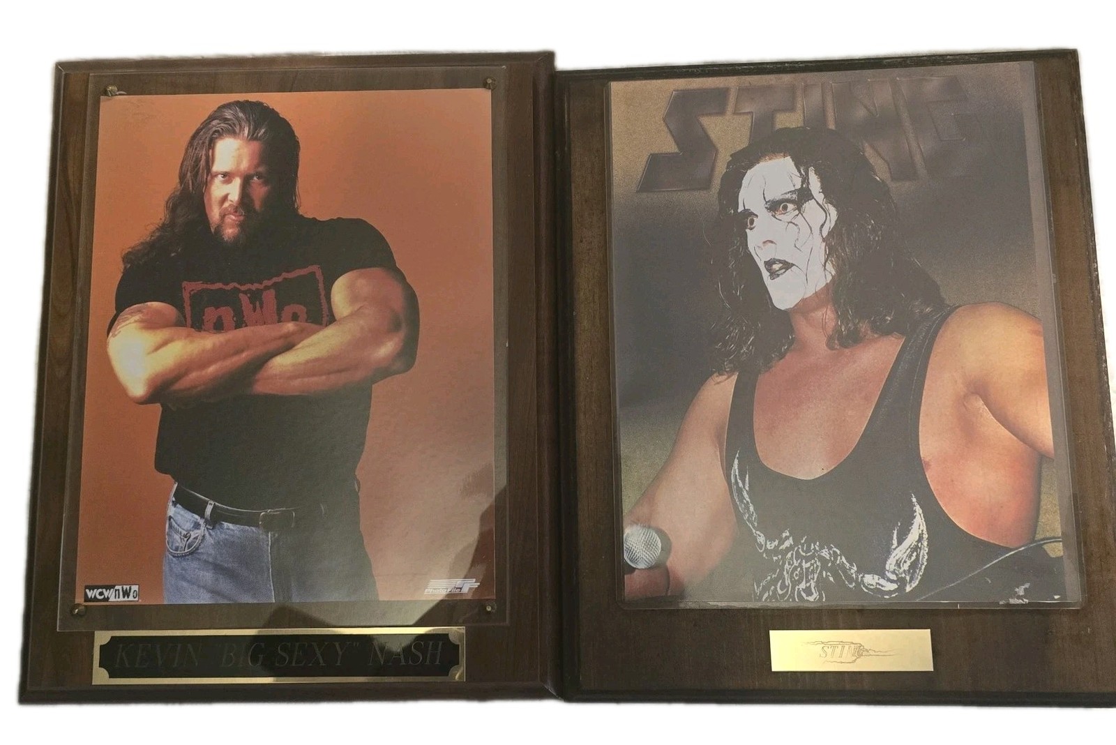 Wrestlers Kevin Nash And Sting Photo Wooden Plaque 11 X 13 NWO Acrylic Vintage