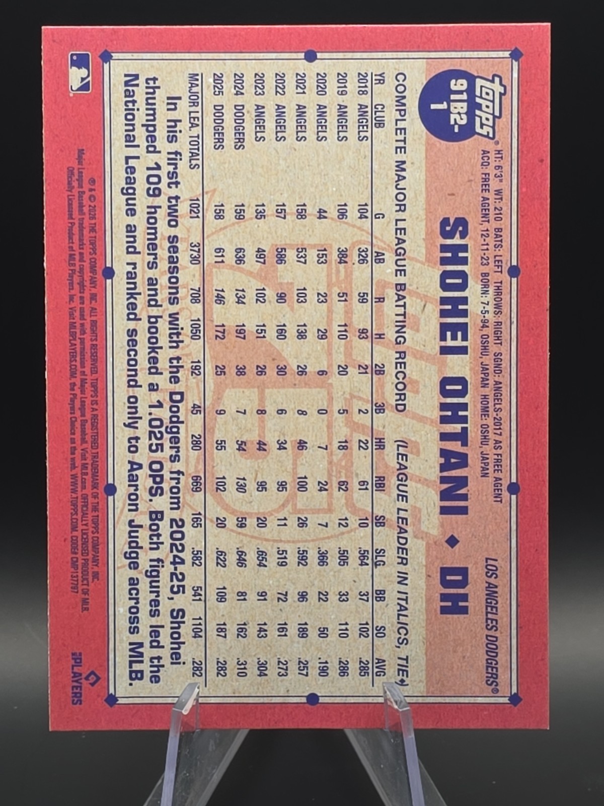2026 Topps Baseball Shohei Ohtani #91B2-1 Topps 75 Years of Baseball Topps 1991
