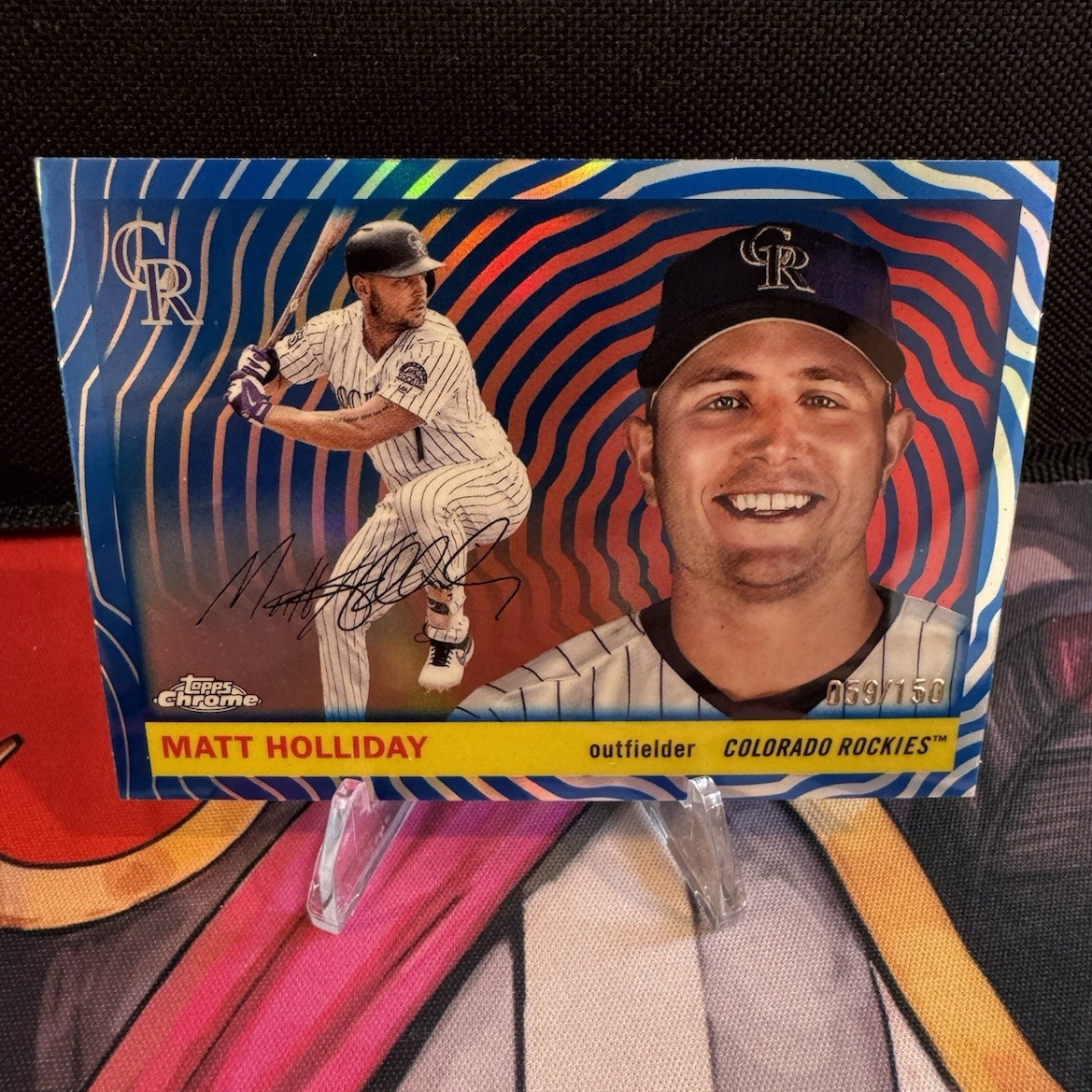 Matt Holliday 2025 Topps Chrome Platinum #472 Blue Vibrations /150 Rockies
